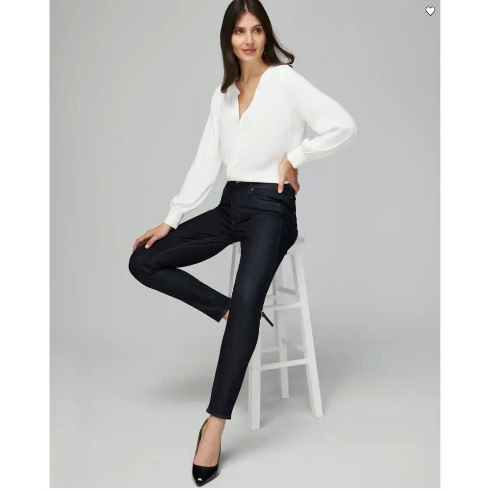 WHBM High-Rise Dark Rinse Sculpt Skinny Ankle Jeans Size 0 Short NWT